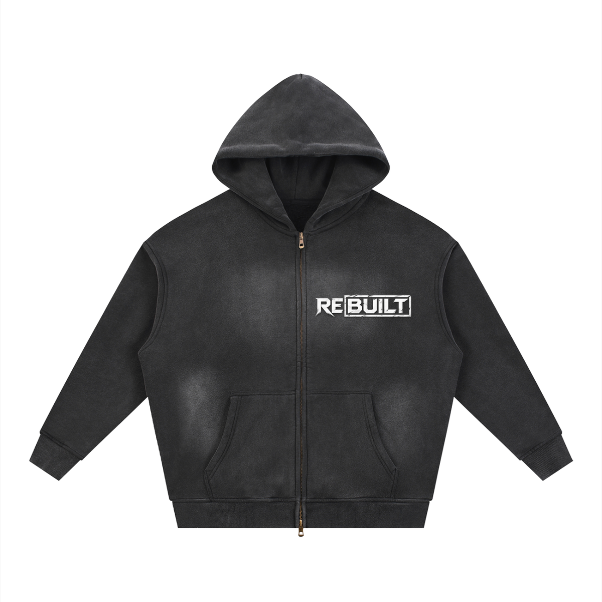 Rebuilt | Red E.Y.G |Sunfade Two-way Zipper Boxy Fleece Hoodie