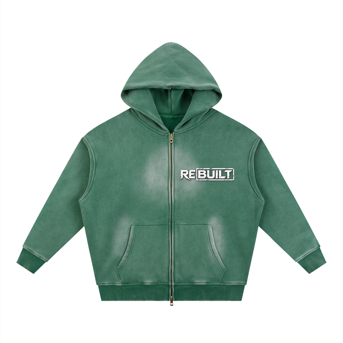 Rebuilt | Red E.Y.G |Sunfade Two-way Zipper Boxy Fleece Hoodie