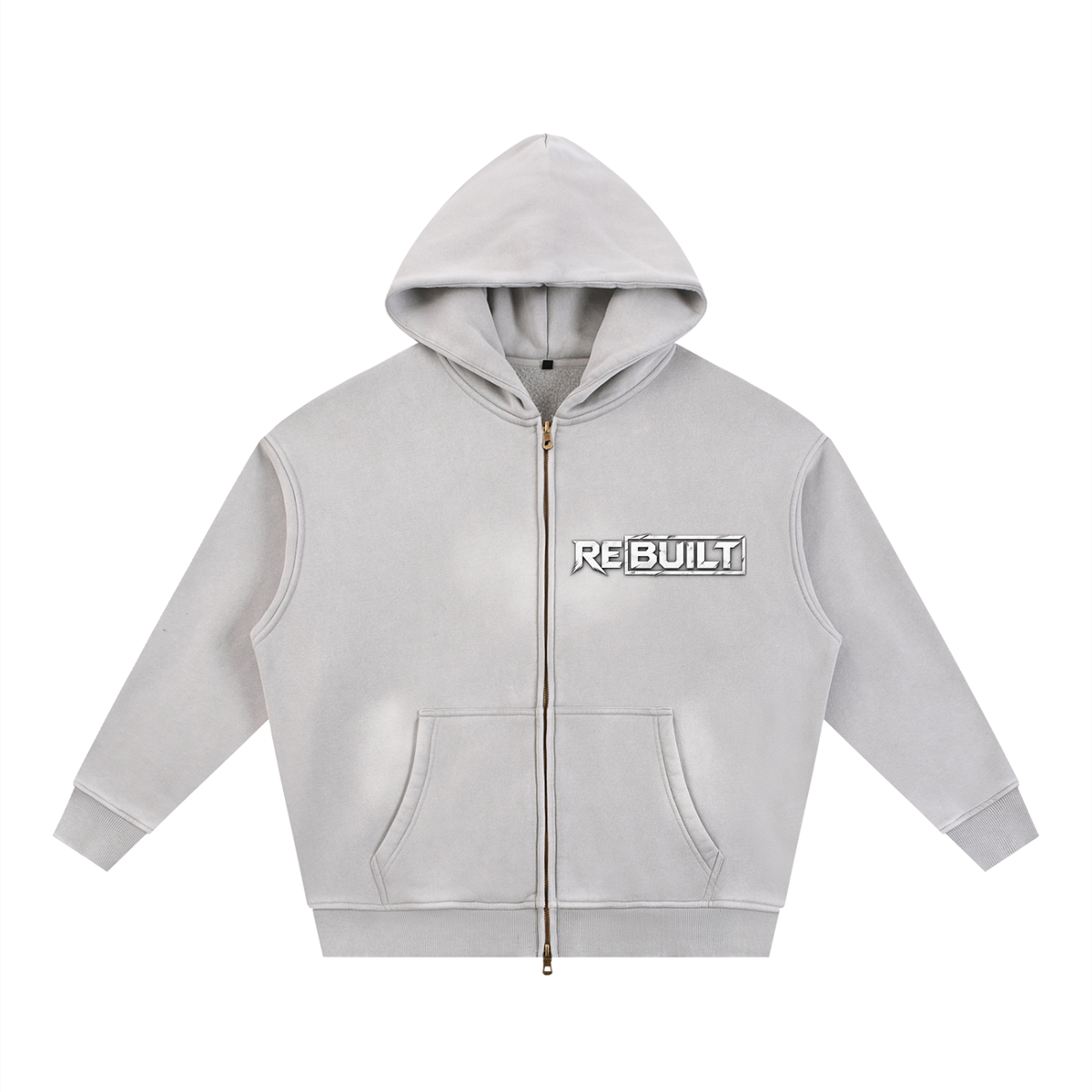 Rebuilt | Red E.Y.G |Sunfade Two-way Zipper Boxy Fleece Hoodie