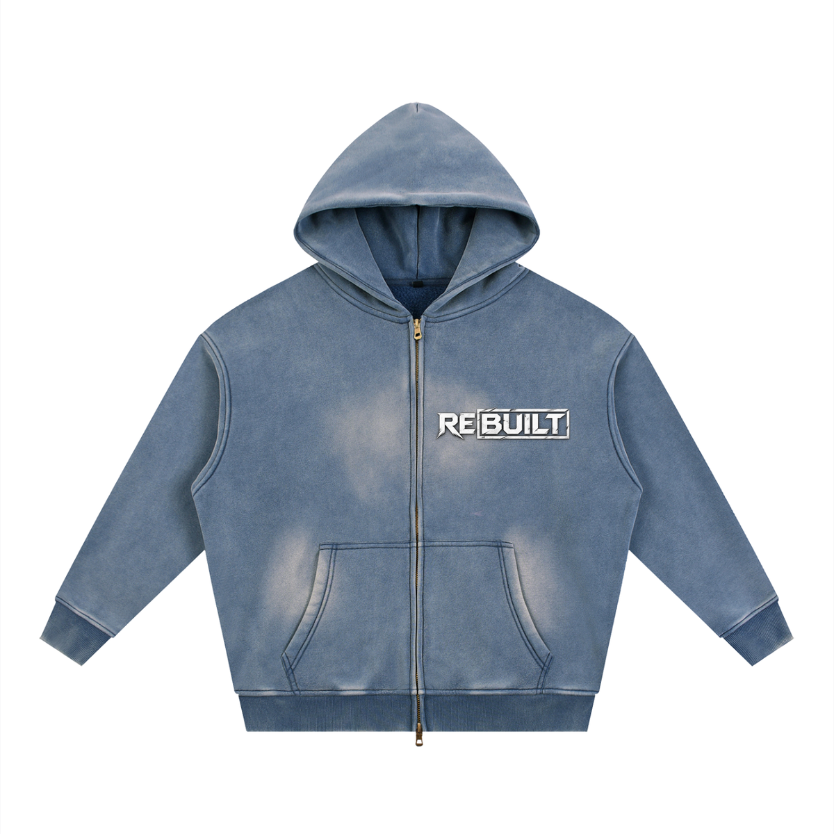 Rebuilt | Red E.Y.G |Sunfade Two-way Zipper Boxy Fleece Hoodie